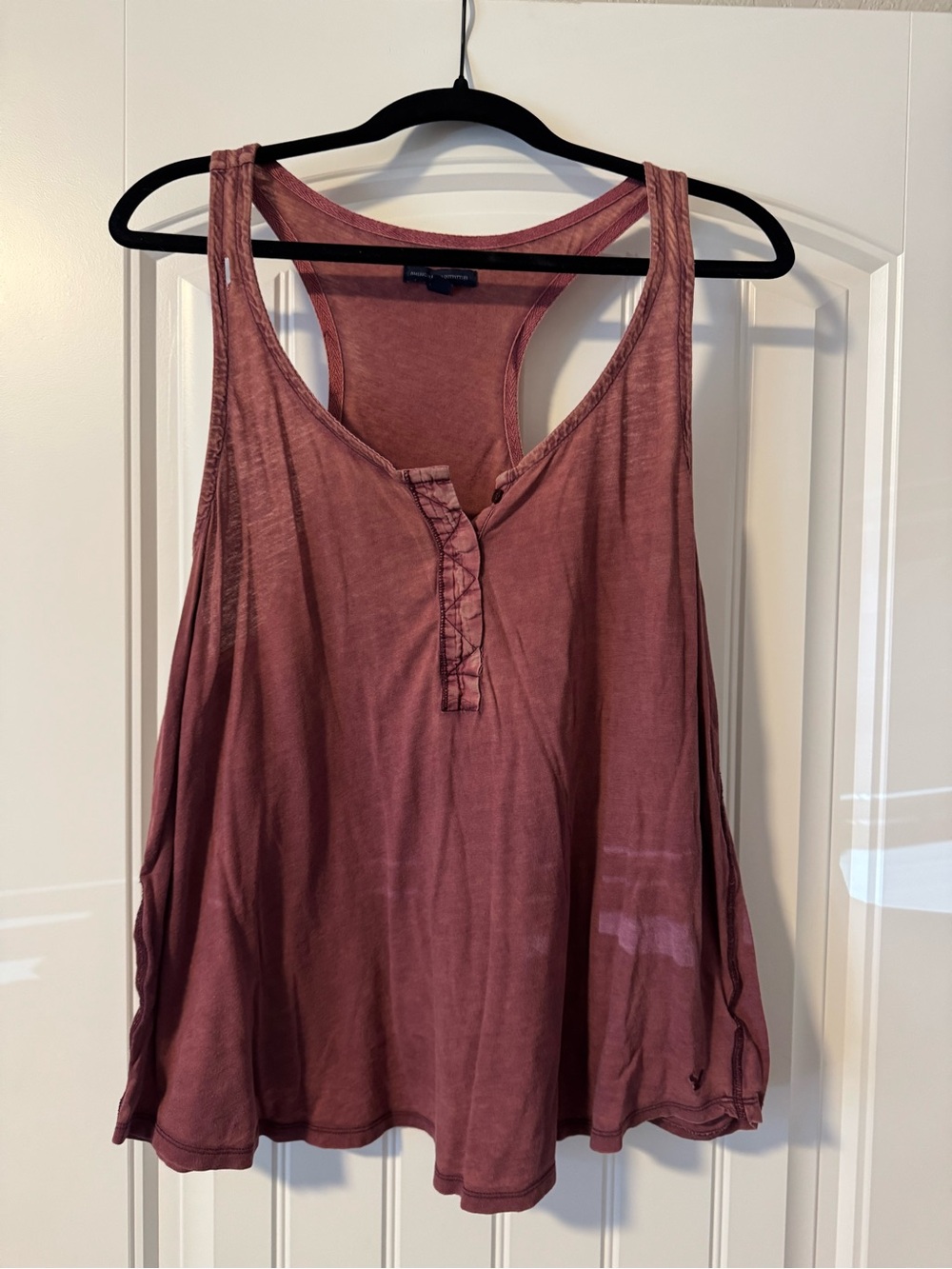 American Eagle Outfitters Mauve Button-Detail Racerback Tank